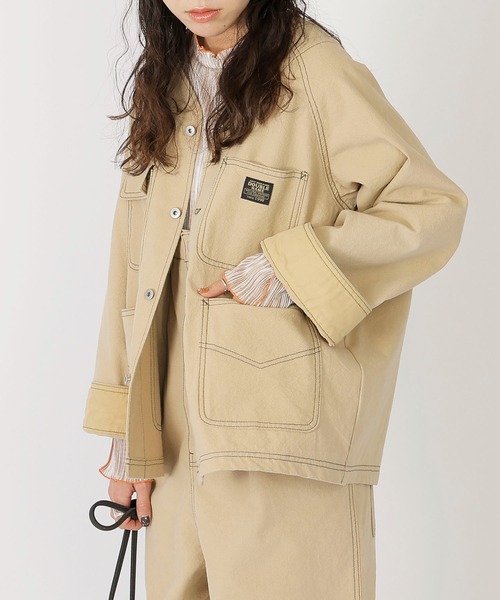 DOUBLE NAME（ダブルネーム）の「ピンドットカバーオール（カバーオール・レディース・ベージュ/ブラック・FREE）」の8枚目の写真