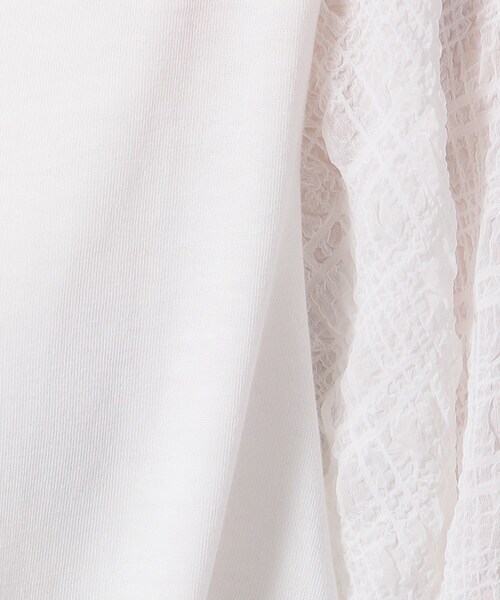 SHOO・LA・RUE(シューラルー)の「◆【洗える/二の腕カバー】上品な透け感 シアーパフ5分袖トップス(Tシャツ/カットソー・レディース・ベビーピンク/ブラック/グリーン系/ホワイト・04/03/02)」の8枚目の写真