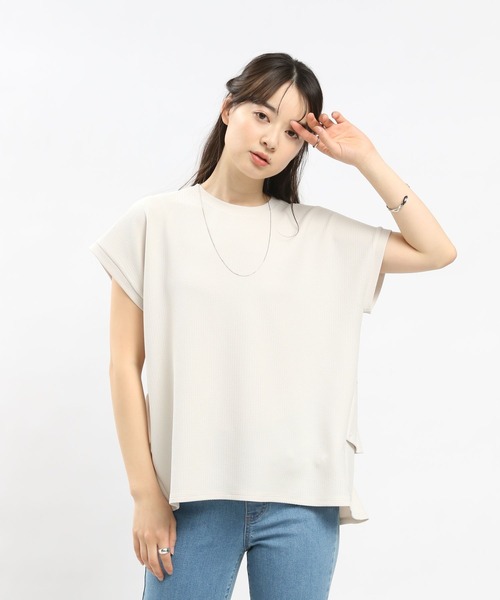 GLOBAL WORK Smile Seed Store（グローバルワーク スマイルシードストア）の「フクレジャガードバックフリルPOフレンチスリーブ/108551（Tシャツ/カットソー・レディース・モカ/ブルー系その他6/ブラック/アイボリー・SMALL/MEDIUM/X-LARGE/LARGE）」の2枚目の写真