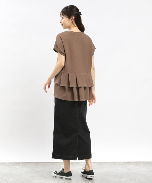 GLOBAL WORK Smile Seed Store（グローバルワーク スマイルシードストア）の「フクレジャガードバックフリルPOフレンチスリーブ/108551（Tシャツ/カットソー・レディース・モカ/ブルー系その他6/ブラック/アイボリー・SMALL/MEDIUM/X-LARGE/LARGE）」の7枚目の写真