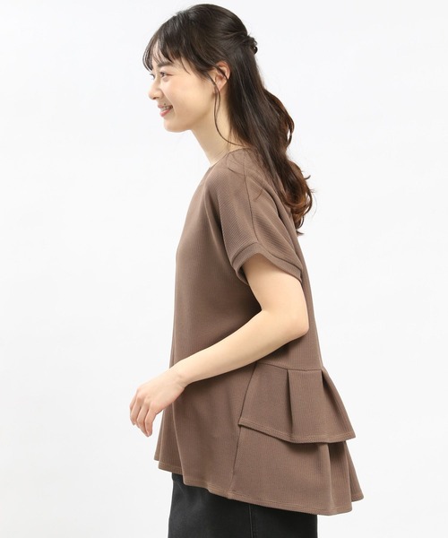 GLOBAL WORK Smile Seed Store（グローバルワーク スマイルシードストア）の「フクレジャガードバックフリルPOフレンチスリーブ/108551（Tシャツ/カットソー・レディース・モカ/ブルー系その他6/ブラック/アイボリー・SMALL/MEDIUM/X-LARGE/LARGE）」の9枚目の写真