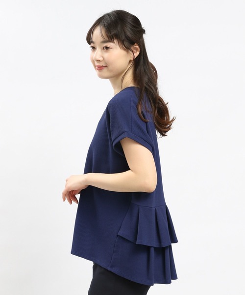 GLOBAL WORK Smile Seed Store（グローバルワーク スマイルシードストア）の「フクレジャガードバックフリルPOフレンチスリーブ/108551（Tシャツ/カットソー・レディース・モカ/ブルー系その他6/ブラック/アイボリー・SMALL/MEDIUM/X-LARGE/LARGE）」の15枚目の写真