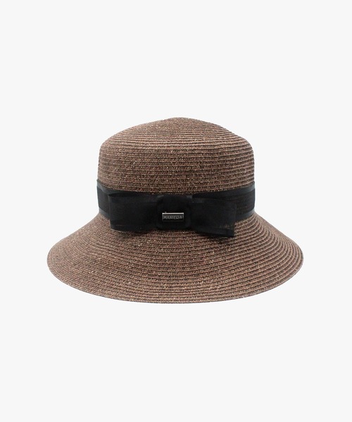 MANIERA（マニエラ）の「ペーパーブレードボーダーリボンハット（ハット・レディース・ベージュ/ブラウン/ブラック・FREE）」の2枚目の写真