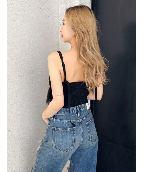 GYDA（ジェイダ）の「チュールドッキングニットビスチェ（キャミソール・レディース・ブラック/グレー・FREE）」の3枚目の写真