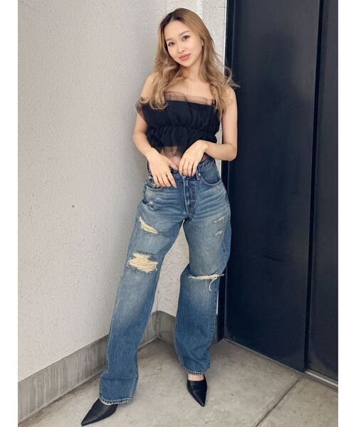 GYDA（ジェイダ）の「チュールドッキングニットビスチェ（キャミソール・レディース・ブラック/グレー・FREE）」の6枚目の写真