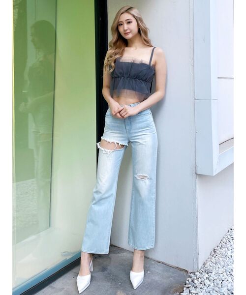 GYDA（ジェイダ）の「チュールドッキングニットビスチェ（キャミソール・レディース・ブラック/グレー・FREE）」の12枚目の写真