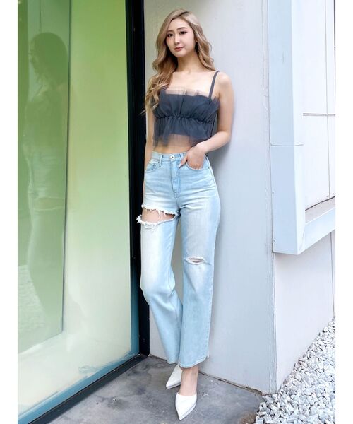 GYDA（ジェイダ）の「チュールドッキングニットビスチェ（キャミソール・レディース・ブラック/グレー・FREE）」の13枚目の写真