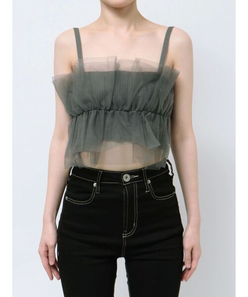 GYDA（ジェイダ）の「チュールドッキングニットビスチェ（キャミソール・レディース・ブラック/グレー・FREE）」の17枚目の写真