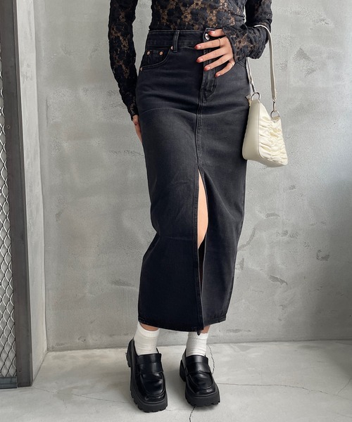 セール】デニムスリットスカート（デニムスカート）｜ROGER AND