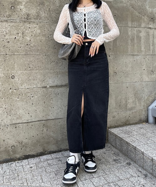 エメイン　ラメデニムスリットスカート ラメデニムスリットスカート｜PETAL ONLINE（ペタルオンライン）