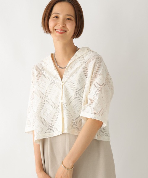 LEPSIM(レプシィム)の「レース開襟5分袖シャツ 114633(シャツ/ブラウス・レディース・アイボリー/ブラック・FREE)」の4枚目の写真