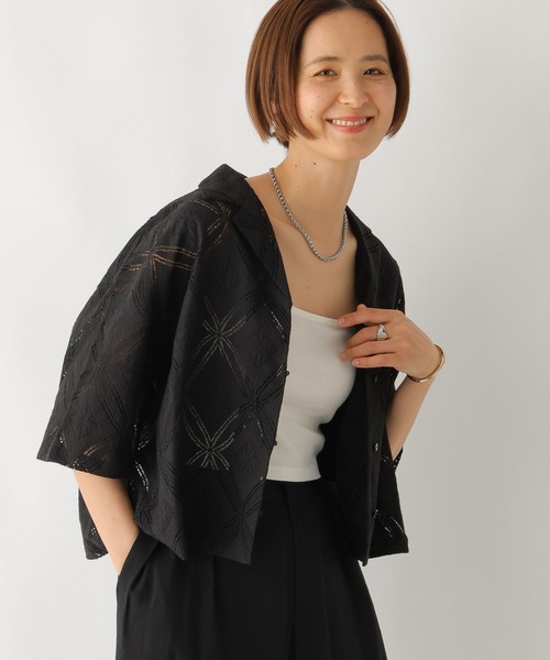 LEPSIM(レプシィム)の「レース開襟5分袖シャツ 114633(シャツ/ブラウス・レディース・アイボリー/ブラック・FREE)」の10枚目の写真