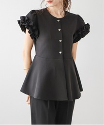 SUGAR BISKET | ハートボタンラッフル袖ペプラム(シャツ/ブラウス)