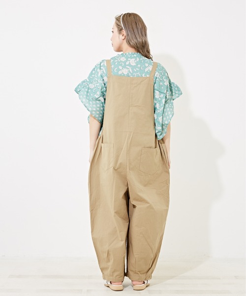 CUBE SUGAR（キューブシュガー）の「ツイルビッグサロペット（サロペット/オーバーオール・レディース・カーキ/ベージュ/ブラック・M）」の21枚目の写真