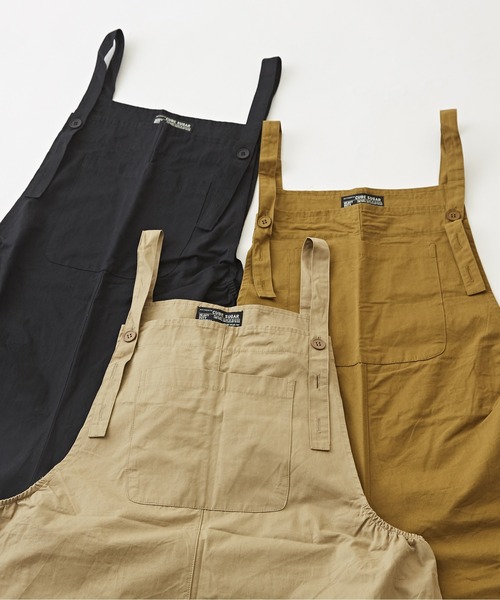 CUBE SUGAR（キューブシュガー）の「ツイルビッグサロペット（サロペット/オーバーオール・レディース・カーキ/ベージュ/ブラック・M）」の11枚目の写真