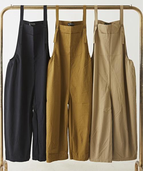 CUBE SUGAR（キューブシュガー）の「ツイルビッグサロペット（サロペット/オーバーオール・レディース・カーキ/ベージュ/ブラック・M）」の10枚目の写真