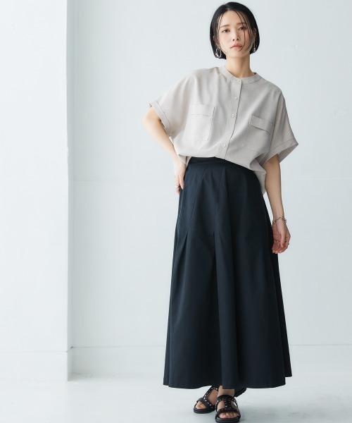 Soiunique（スワユニーク）の「胸ポケットフレンチスリーブシャツ ［Soiunique］（シャツ/ブラウス・レディース・ブラック/ベージュ・M/L/LL）」の6枚目の写真