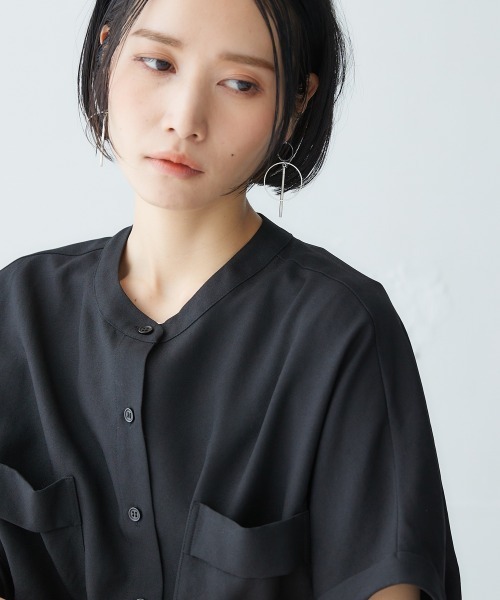 Soiunique（スワユニーク）の「胸ポケットフレンチスリーブシャツ ［Soiunique］（シャツ/ブラウス・レディース・ブラック/ベージュ・M/L/LL）」の19枚目の写真