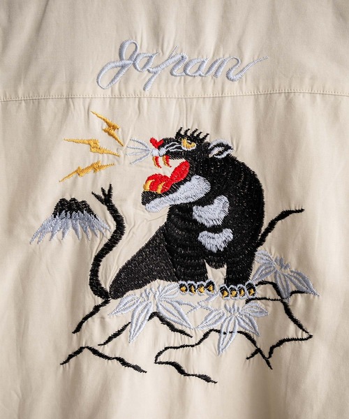 KRIFF MAYER オープンカラーデニムシャツ L スーベニア 刺繍 虎