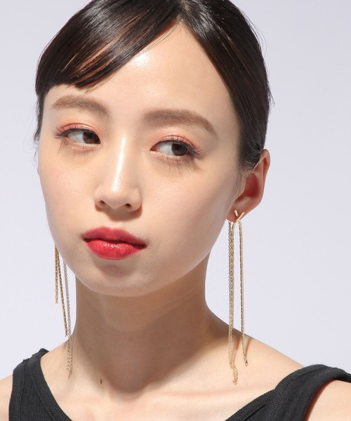 HARE（ハレ）の「ロングチェーンピアス(HARE)（ピアス（両耳用）・レディース・シルバー/ゴールド・FREE）」の8枚目の写真