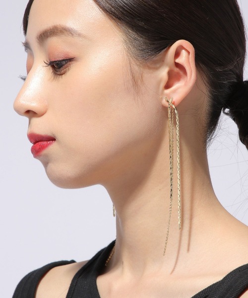 HARE（ハレ）の「ロングチェーンピアス(HARE)（ピアス（両耳用）・レディース・シルバー/ゴールド・FREE）」の9枚目の写真
