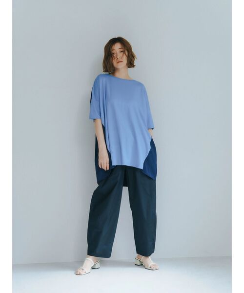 YECCA VECCA(イェッカヴェッカ)の「異素材切替タックデザインカットソー(Tシャツ/カットソー・レディース・ブラック/ブルー/オフホワイト・FREE)」の15枚目の写真