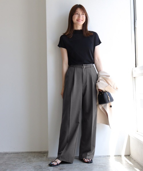 Pierrot（ピエロ）の「ベルテッドリネンライクセミワイドパンツ（その他パンツ・レディース・ライトベージュ/チャコール/ブルーグレー・PM/L/M）」の11枚目の写真