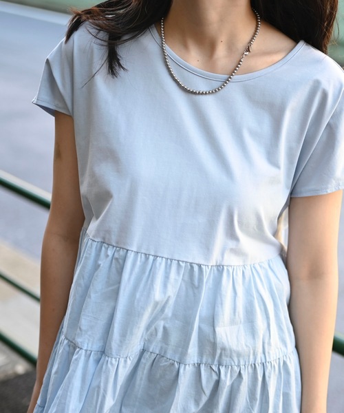 ＆HALF（アンドハーフ）の「ティアード切替Tシャツ（Tシャツ/カットソー・レディース・オフホワイト/ブラック/サックスブルー・M/L）」の20枚目の写真
