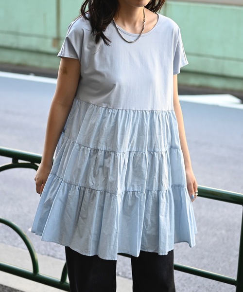＆HALF（アンドハーフ）の「ティアード切替Tシャツ（Tシャツ/カットソー・レディース・オフホワイト/ブラック/サックスブルー・M/L）」の21枚目の写真
