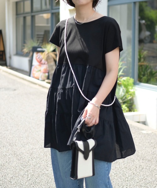 ＆HALF（アンドハーフ）の「ティアード切替Tシャツ（Tシャツ/カットソー・レディース・オフホワイト/ブラック/サックスブルー・M/L）」の19枚目の写真