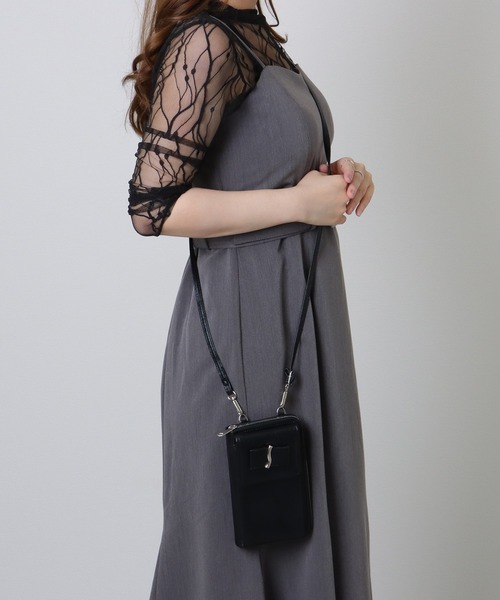 Lace Ladies（レースレディース）の「メタリック ウエーブモチーフ付き スクエア ウォレット バッグ（ショルダーバッグ・レディース・グレー/ブラック/ホワイト/ブラウン/ピンク/ベージュ・FREE）」の10枚目の写真