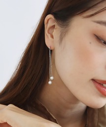金属アレルギー対応ツインパールロングステンレスピアス
