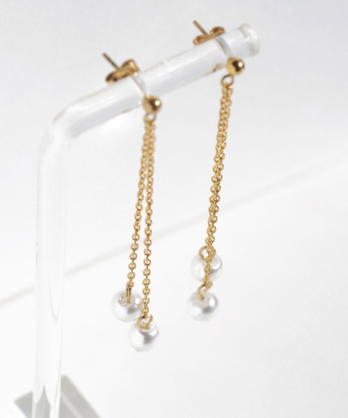 abaskdesign(アバスクデザイン)の「金属アレルギー対応ツインパールロングステンレスピアス(ピアス(両耳用)・レディース・ゴールド/シルバー・FREE)」の13枚目の写真