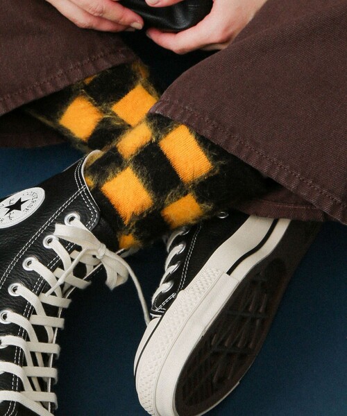 BEAMS BOY（ビームスボーイ）の「シャギー チェッカー ソックス（ソックス/靴下・レディース・パープル/ホワイト/ピンク/ブラック/オフホワイト・ONE SIZE）」の4枚目の写真