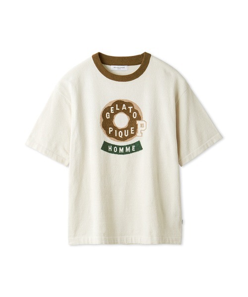 【HOMME】エアモコドーナツカレッジロゴジャガードプルオーバー