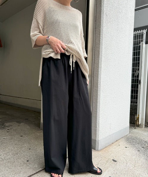 LBC（エルビーシー）の「リネン混ロープベルトイージーパンツ（その他パンツ・レディース・ブラック/ベージュ/ネイビー/ダークオリーブ・M/L）」の2枚目の写真