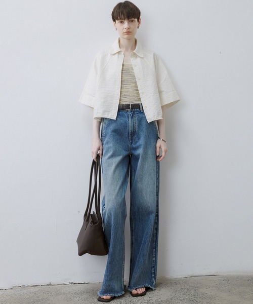 tageechita(タジチタ)の「【tageechita】テクスチャー素材 フリンジ切替 開襟ラグランシャツ(シャツ/ブラウス・レディース・オフホワイト・S/M/L)」の17枚目の写真