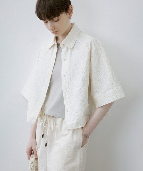 tageechita(タジチタ)の「【tageechita】テクスチャー素材 フリンジ切替 開襟ラグランシャツ(シャツ/ブラウス・レディース・オフホワイト・S/M/L)」の15枚目の写真