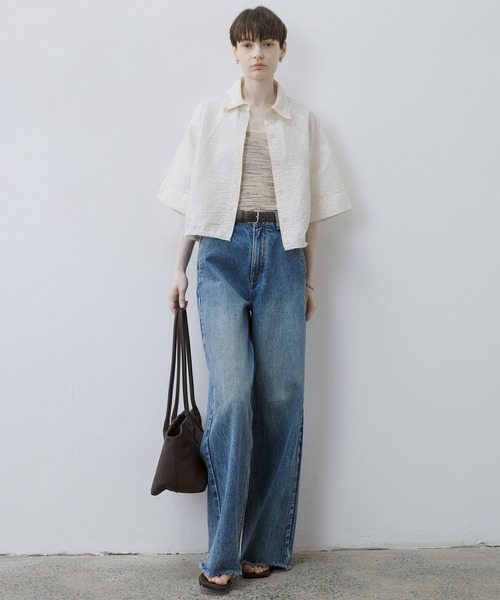 tageechita(タジチタ)の「【tageechita】テクスチャー素材 フリンジ切替 開襟ラグランシャツ(シャツ/ブラウス・レディース・オフホワイト・S/M/L)」の11枚目の写真