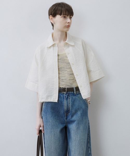 tageechita(タジチタ)の「【tageechita】テクスチャー素材 フリンジ切替 開襟ラグランシャツ(シャツ/ブラウス・レディース・オフホワイト・S/M/L)」の9枚目の写真