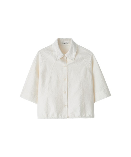 tageechita(タジチタ)の「【tageechita】テクスチャー素材 フリンジ切替 開襟ラグランシャツ(シャツ/ブラウス・レディース・オフホワイト・S/M/L)」の7枚目の写真