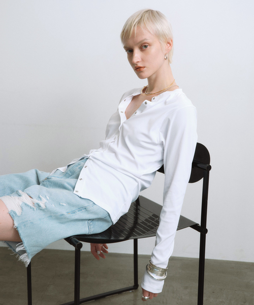 AP STUDIO（エーピーストゥディオ）の「【DAWN/ダン】HAORI WITH SNAP BUTTON（ラッシュガード・レディース・ブラック/カーキ・FREE）」の7枚目の写真