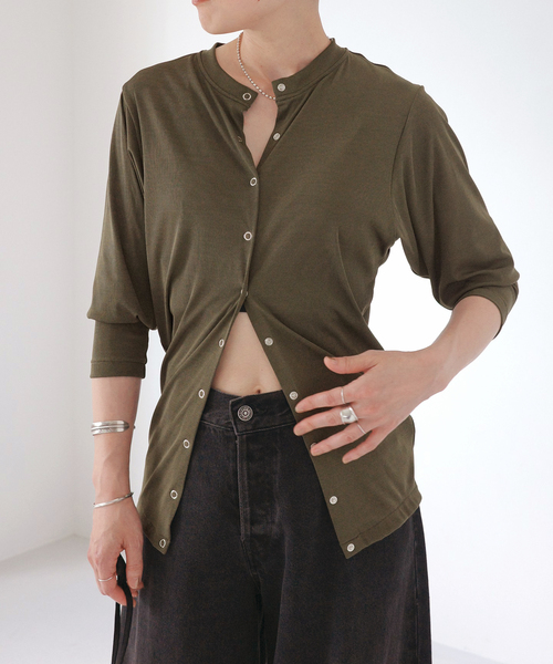 AP STUDIO（エーピーストゥディオ）の「【DAWN/ダン】HAORI WITH SNAP BUTTON（ラッシュガード・レディース・ブラック/カーキ・FREE）」の6枚目の写真