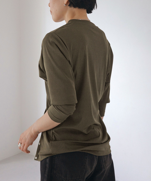 AP STUDIO（エーピーストゥディオ）の「【DAWN/ダン】HAORI WITH SNAP BUTTON（ラッシュガード・レディース・ブラック/カーキ・FREE）」の5枚目の写真