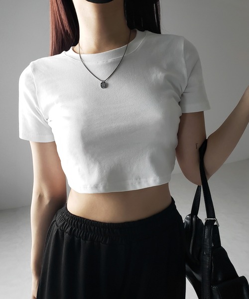 me+em select(ミームセレクト)の「【 3color 】BASIC ショートチビTシャツ / BASIC SHORT CHIBI T-SHIRTS(Tシャツ/カットソー・レディース・グレー/ホワイト/ブラック・FREE)」の1枚目の写真