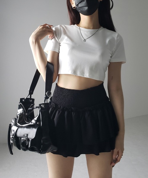 me+em select(ミームセレクト)の「【 3color 】BASIC ショートチビTシャツ / BASIC SHORT CHIBI T-SHIRTS(Tシャツ/カットソー・レディース・グレー/ホワイト/ブラック・FREE)」の9枚目の写真