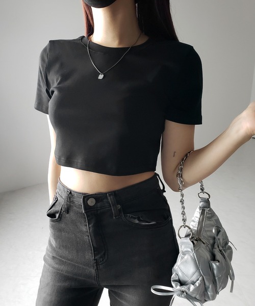 me+em select(ミームセレクト)の「【 3color 】BASIC ショートチビTシャツ / BASIC SHORT CHIBI T-SHIRTS(Tシャツ/カットソー・レディース・グレー/ホワイト/ブラック・FREE)」の19枚目の写真