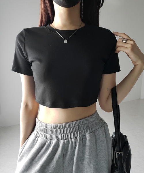me+em select(ミームセレクト)の「【 3color 】BASIC ショートチビTシャツ / BASIC SHORT CHIBI T-SHIRTS(Tシャツ/カットソー・レディース・グレー/ホワイト/ブラック・FREE)」の13枚目の写真