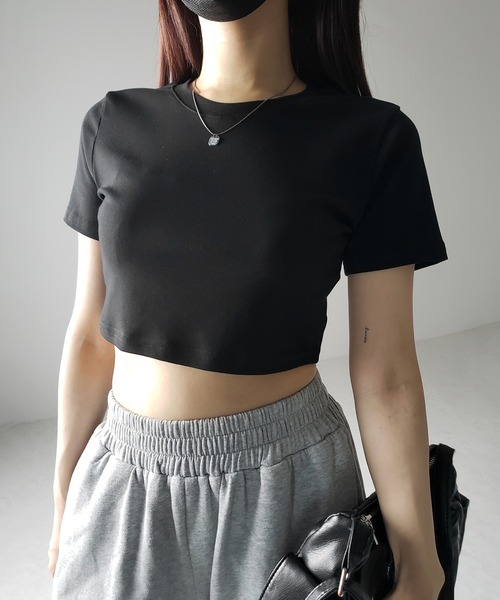 me+em select(ミームセレクト)の「【 3color 】BASIC ショートチビTシャツ / BASIC SHORT CHIBI T-SHIRTS(Tシャツ/カットソー・レディース・グレー/ホワイト/ブラック・FREE)」の12枚目の写真