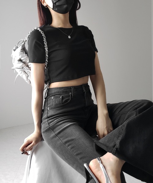 me+em select(ミームセレクト)の「【 3color 】BASIC ショートチビTシャツ / BASIC SHORT CHIBI T-SHIRTS(Tシャツ/カットソー・レディース・グレー/ホワイト/ブラック・FREE)」の15枚目の写真